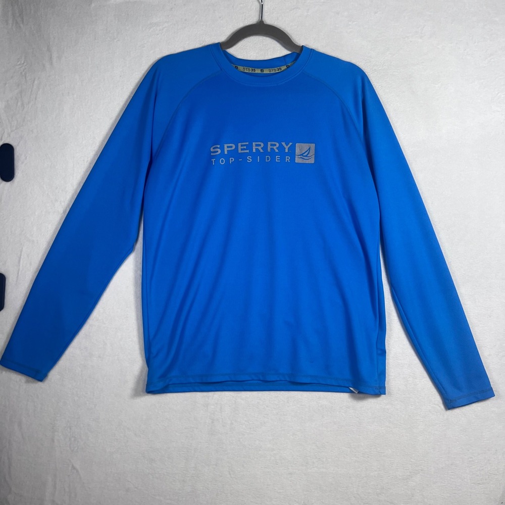 Sperry Top-Sider Mens Blue Performance Long Sleeve Shirt Sun Protection